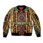 Sekhmet Sleeve Zip Bomber Jacket with Eye of Ra and Sacred Lion Symbol in Egyptian Healer
