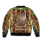 Sekhmet Sleeve Zip Bomber Jacket with Eye of Ra and Sacred Lion Symbol in Egyptian Healer