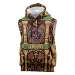Sekhmet Sleeveless Hoodie with Eye of Ra and Sacred Lion Symbol in Egyptian Healer