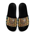 Sekhmet Slide Sandals with Eye of Ra and Sacred Lion Symbol in Egyptian Healer