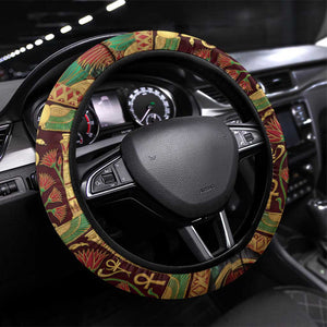 Sekhmet Steering Wheel Cover with Eye of Ra and Sacred Lion Symbol in Egyptian Healer