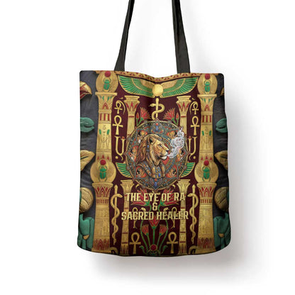 Sekhmet Tote Bag with Eye of Ra and Sacred Lion Symbol in Egyptian Healer