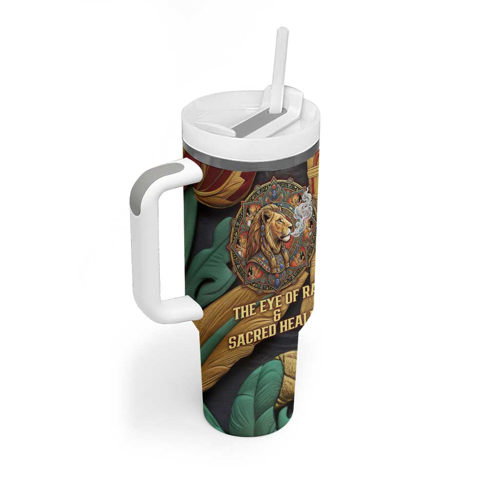 Sekhmet Tumbler With Handle with Eye of Ra and Sacred Lion Symbol in Egyptian Healer