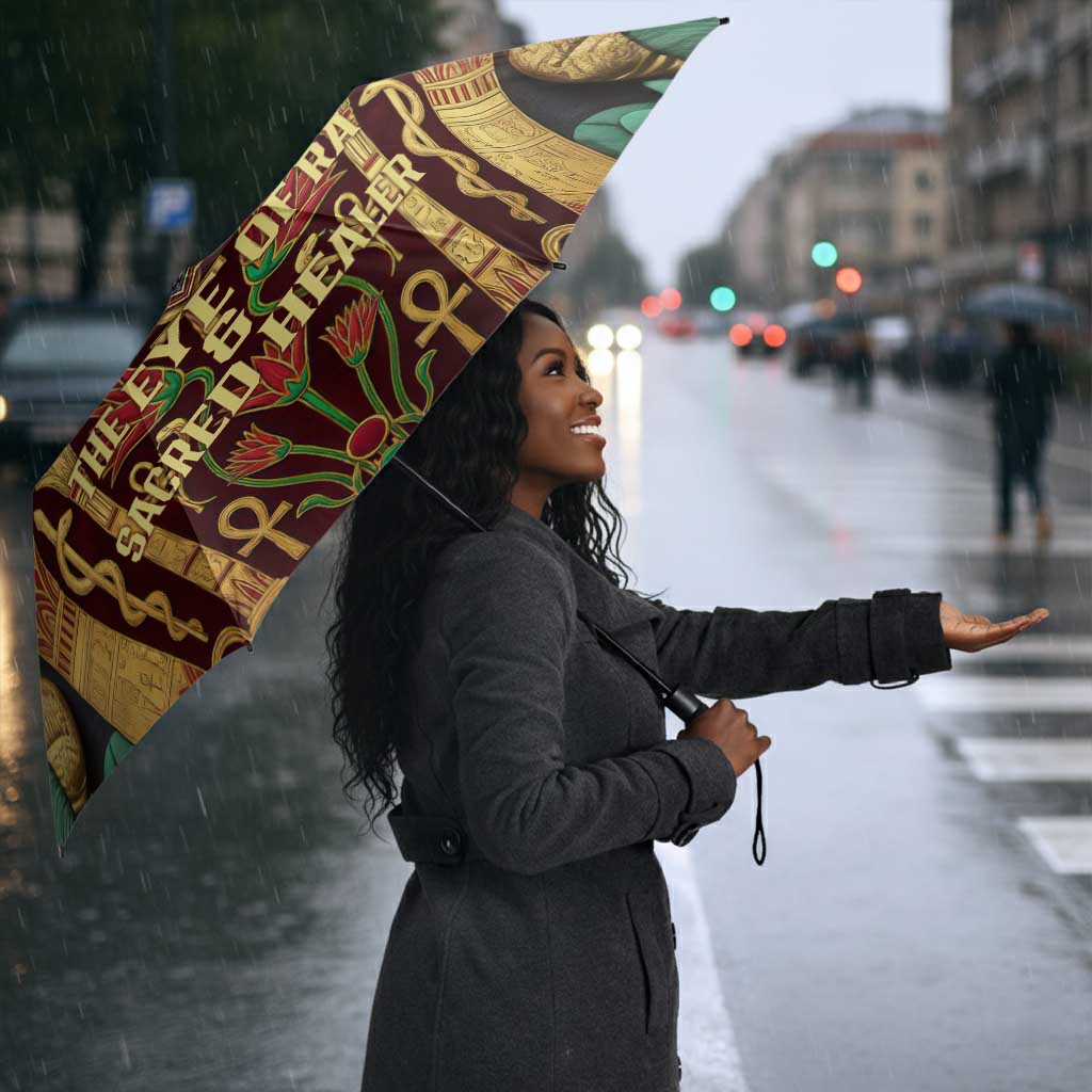Sekhmet Umbrella with Eye of Ra and Sacred Lion Symbol in Egyptian Healer