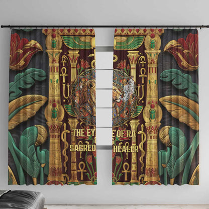 Sekhmet Window Curtain with Eye of Ra and Sacred Lion Symbol in Egyptian Healer