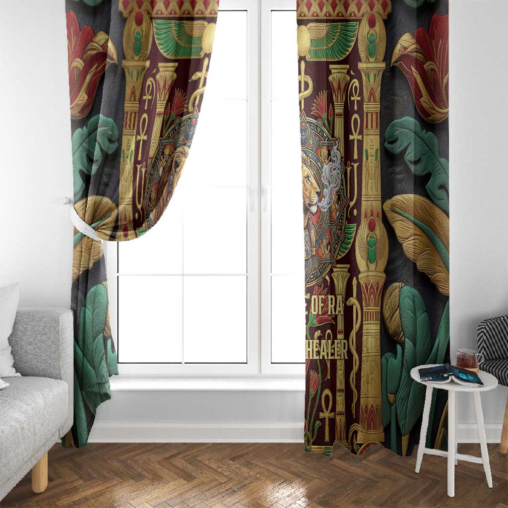 Sekhmet Window Curtain with Eye of Ra and Sacred Lion Symbol in Egyptian Healer