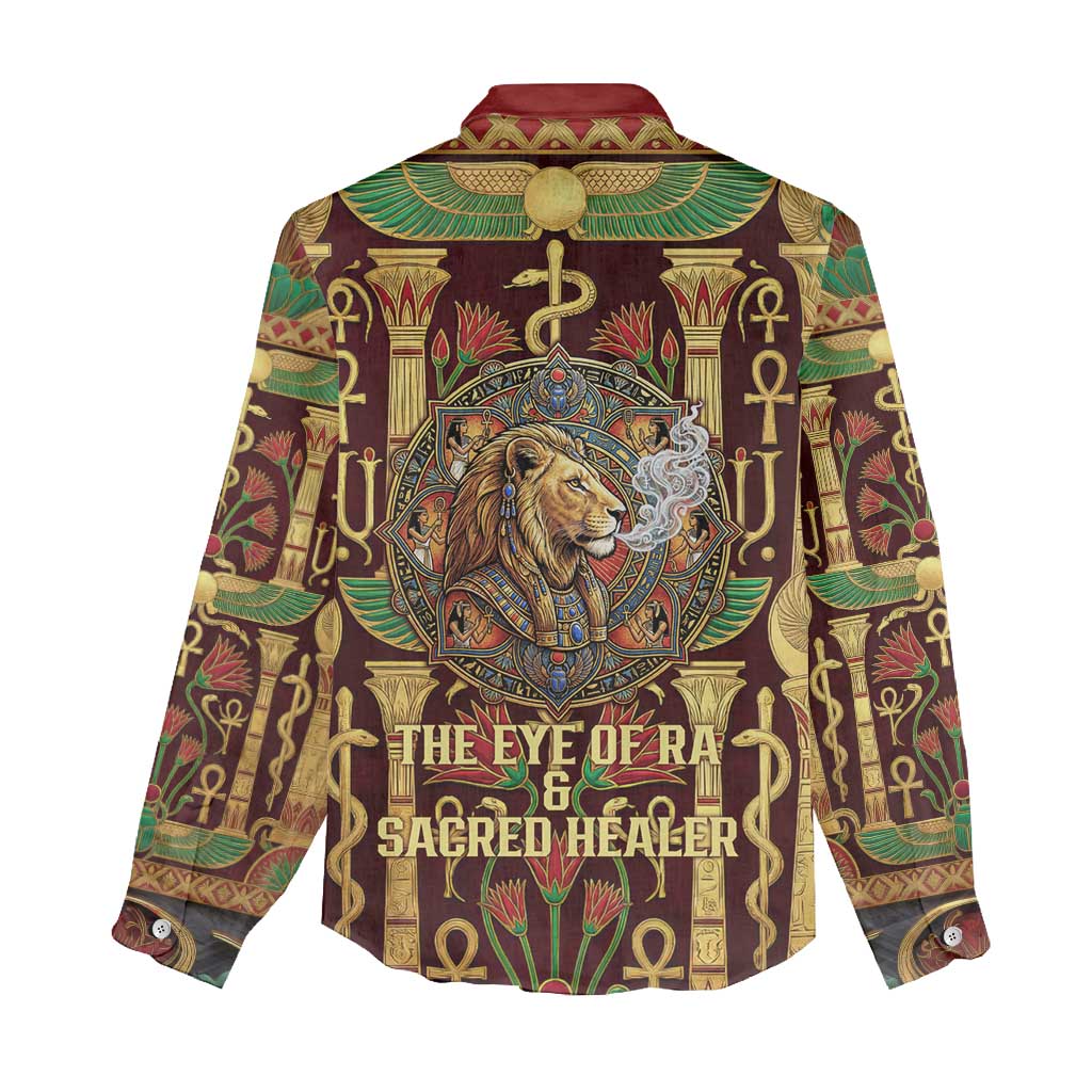 Sekhmet Women Casual Shirt with Eye of Ra and Sacred Lion Symbol in Egyptian Healer