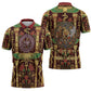 Sekhmet Zipper Polo Shirt with Eye of Ra and Sacred Lion Symbol in Egyptian Healer