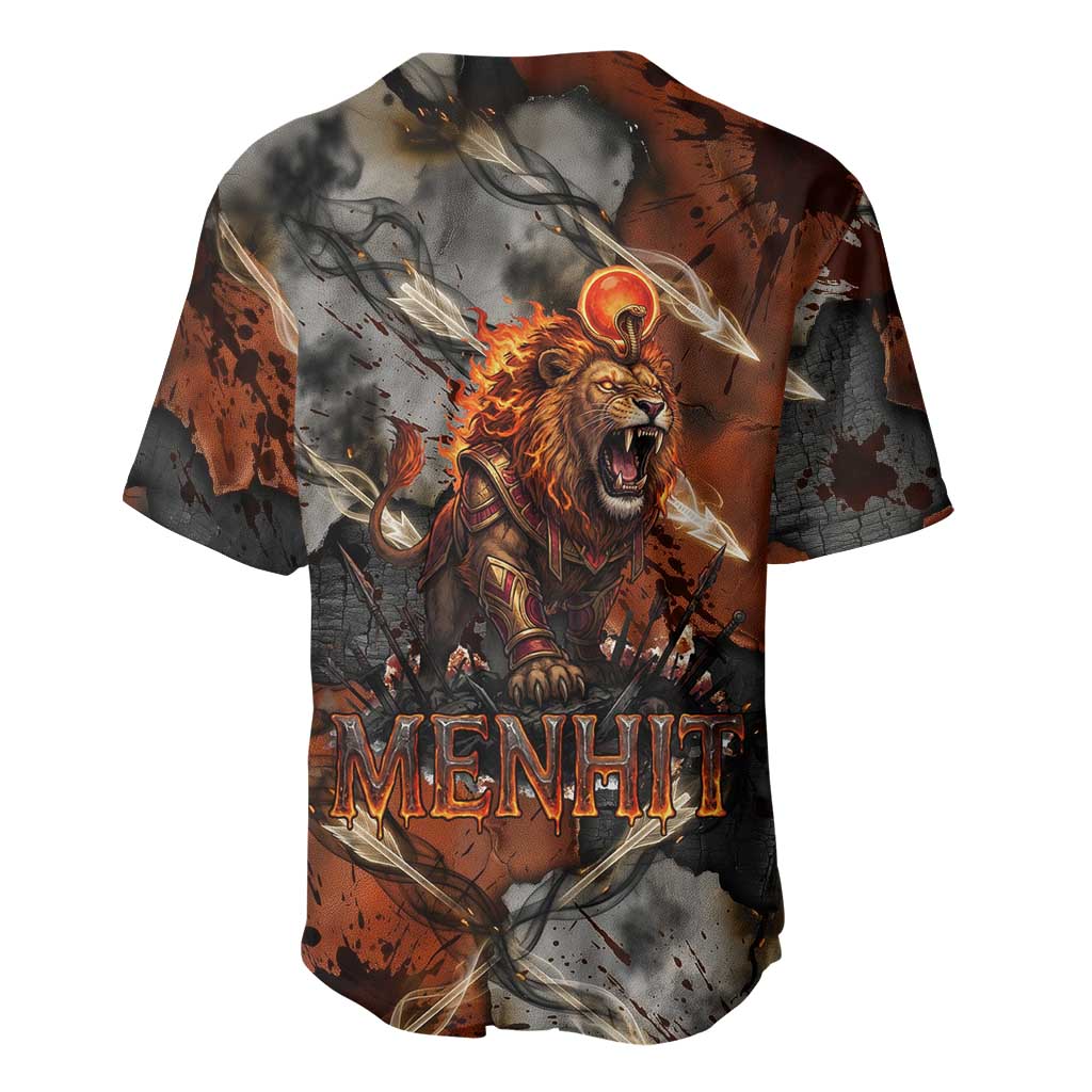 Menhit Egyptian Baseball Jersey Warrior Goddess Fiery Lion Eye Arrows and Blood Battle