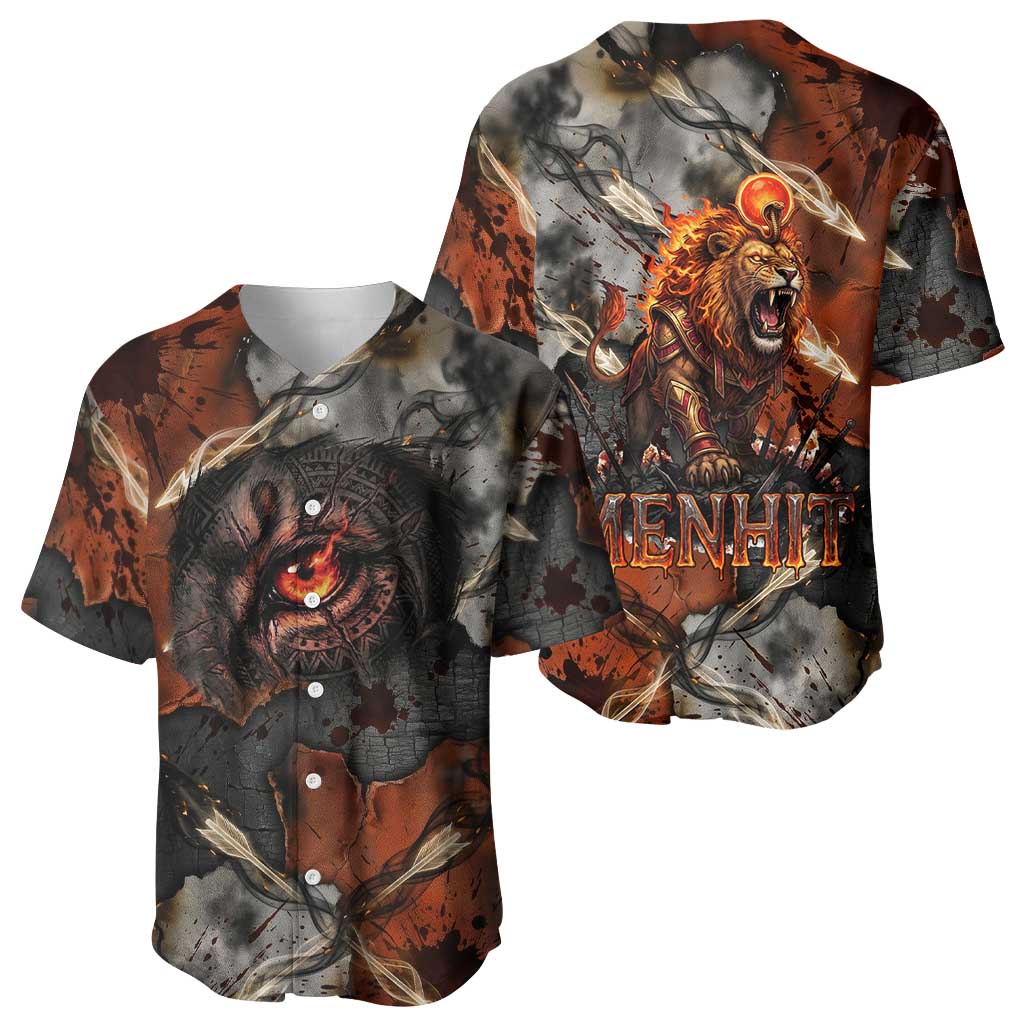 Menhit Egyptian Baseball Jersey Warrior Goddess Fiery Lion Eye Arrows and Blood Battle