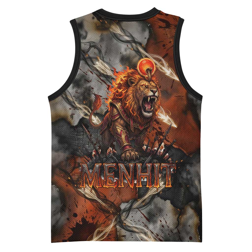 Menhit Egyptian Basketball Jersey Warrior Goddess Fiery Lion Eye Arrows and Blood Battle