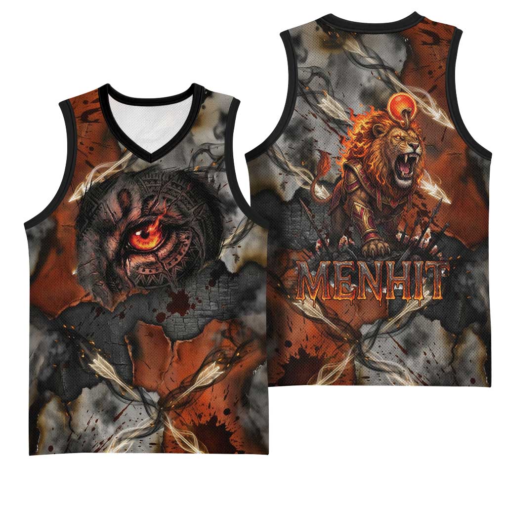Menhit Egyptian Basketball Jersey Warrior Goddess Fiery Lion Eye Arrows and Blood Battle
