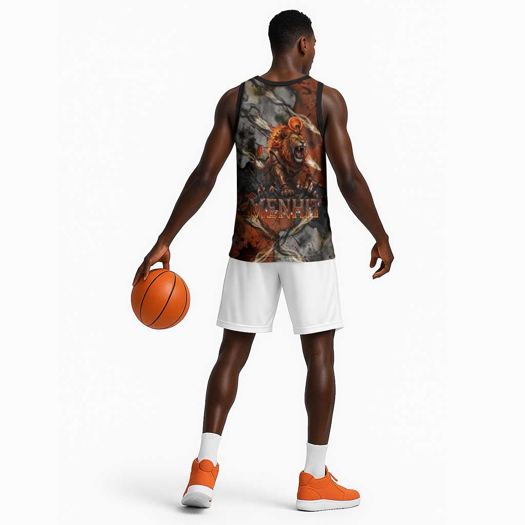 Menhit Egyptian Basketball Jersey Warrior Goddess Fiery Lion Eye Arrows and Blood Battle
