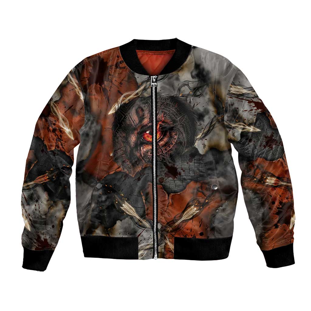 Menhit Egyptian Bomber Jacket Warrior Goddess Fiery Lion Eye Arrows and Blood Battle