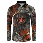 Menhit Egyptian Button Sweatshirt Warrior Goddess Fiery Lion Eye Arrows and Blood Battle