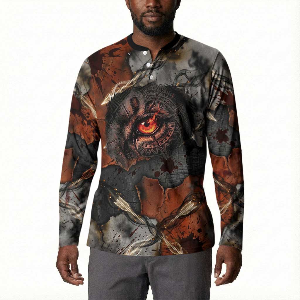 Menhit Egyptian Button Sweatshirt Warrior Goddess Fiery Lion Eye Arrows and Blood Battle