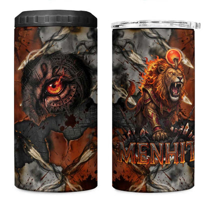 Menhit Egyptian 4 in 1 Can Cooler Tumbler Warrior Goddess Fiery Lion Eye Arrows and Blood Battle