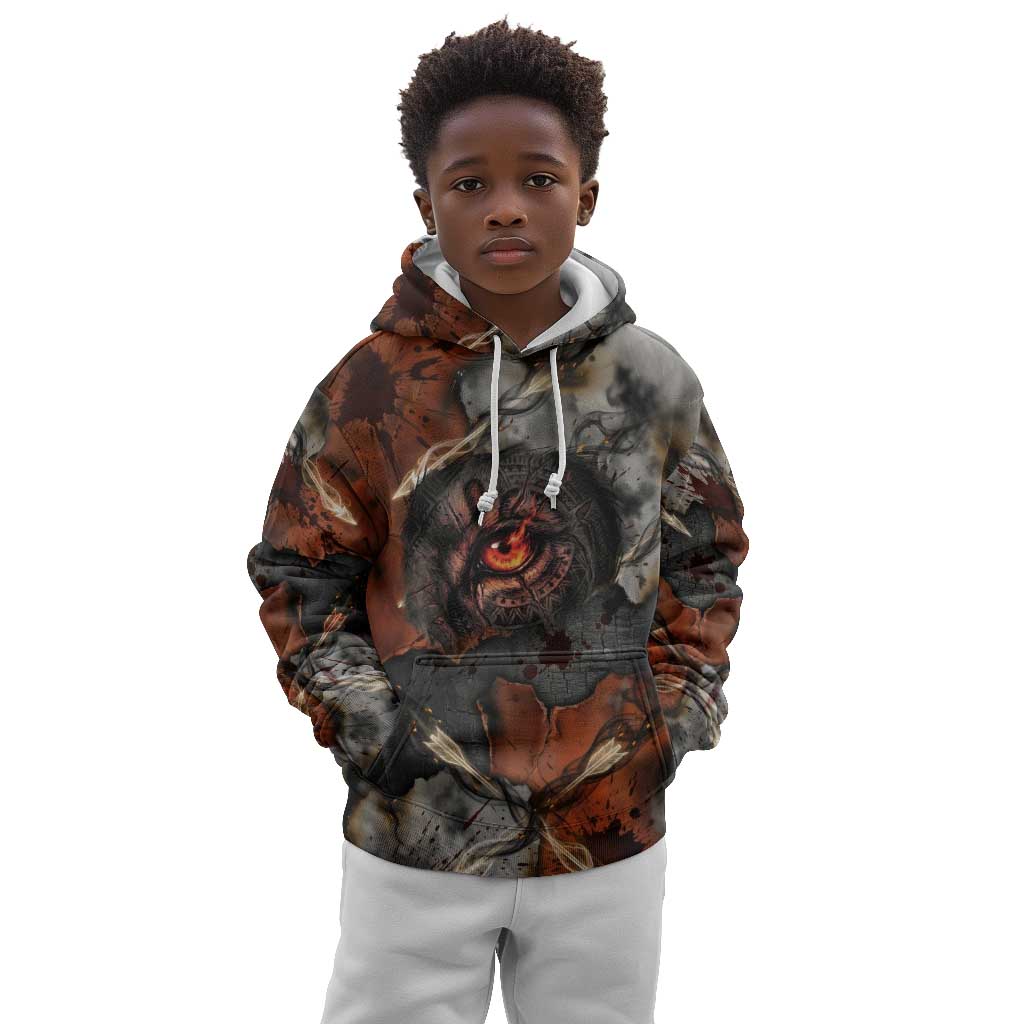Menhit Egyptian Kid Hoodie Warrior Goddess Fiery Lion Eye Arrows and Blood Battle