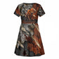 Menhit Egyptian Kid Short Sleeve Dress Warrior Goddess Fiery Lion Eye Arrows and Blood Battle