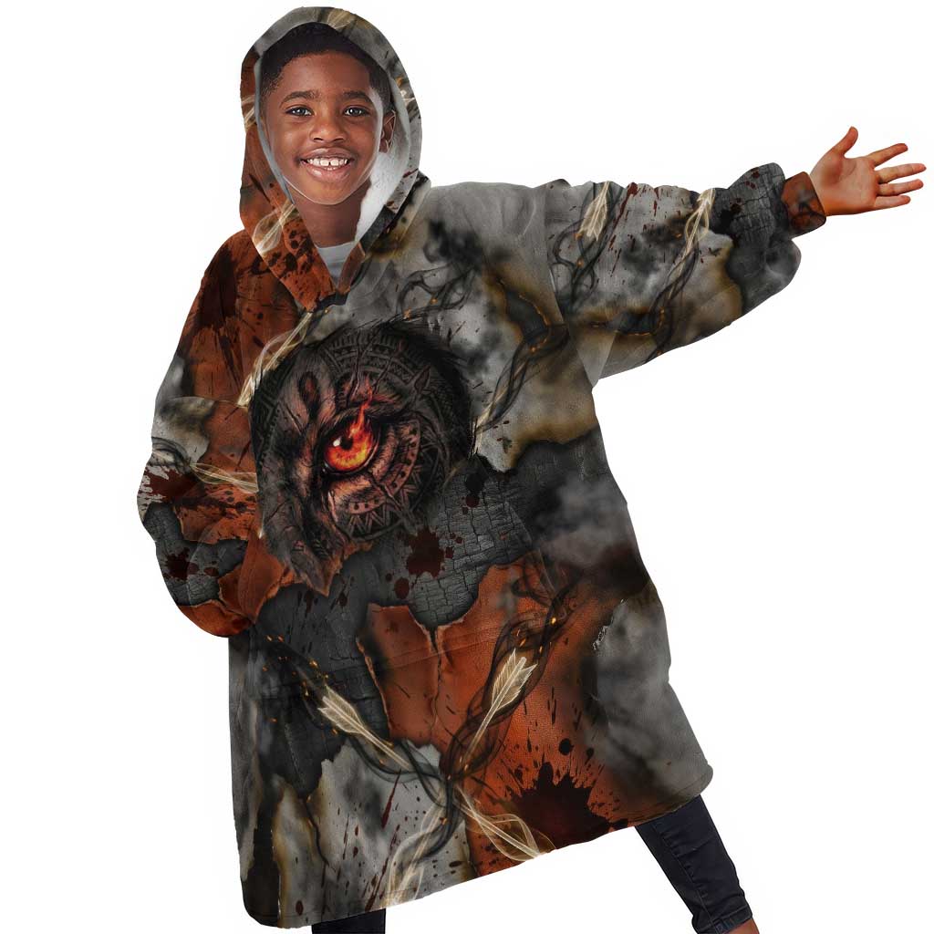 Menhit Egyptian Kid Wearable Blanket Hoodie Warrior Goddess Fiery Lion Eye Arrows and Blood Battle