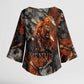 Menhit Egyptian Kimono Sleeve Blouse Warrior Goddess Fiery Lion Eye Arrows and Blood Battle