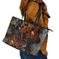 Menhit Egyptian Leather Tote Bag Warrior Goddess Fiery Lion Eye Arrows and Blood Battle