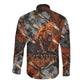Menhit Egyptian Long Sleeve Button Shirt Warrior Goddess Fiery Lion Eye Arrows and Blood Battle