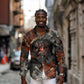 Menhit Egyptian Long Sleeve Button Shirt Warrior Goddess Fiery Lion Eye Arrows and Blood Battle
