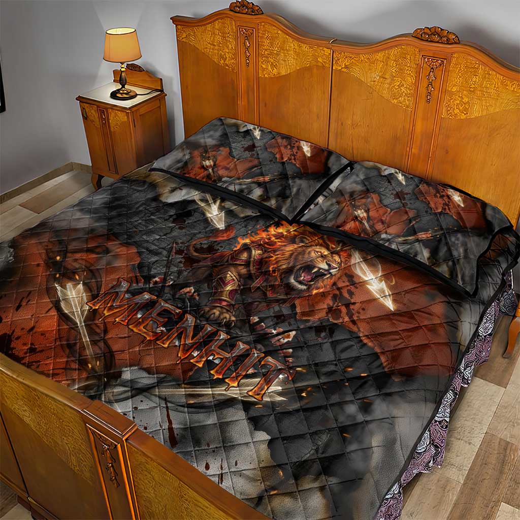 Menhit Egyptian Quilt Bed Set Warrior Goddess Fiery Lion Eye Arrows and Blood Battle