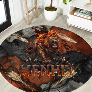 Menhit Egyptian Round Carpet Warrior Goddess Fiery Lion Eye Arrows and Blood Battle