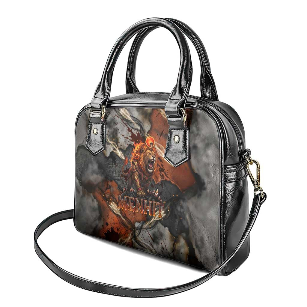 Menhit Egyptian Shoulder Handbag Warrior Goddess Fiery Lion Eye Arrows and Blood Battle