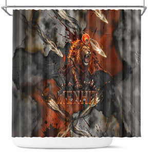 Menhit Egyptian Shower Curtain Warrior Goddess Fiery Lion Eye Arrows and Blood Battle