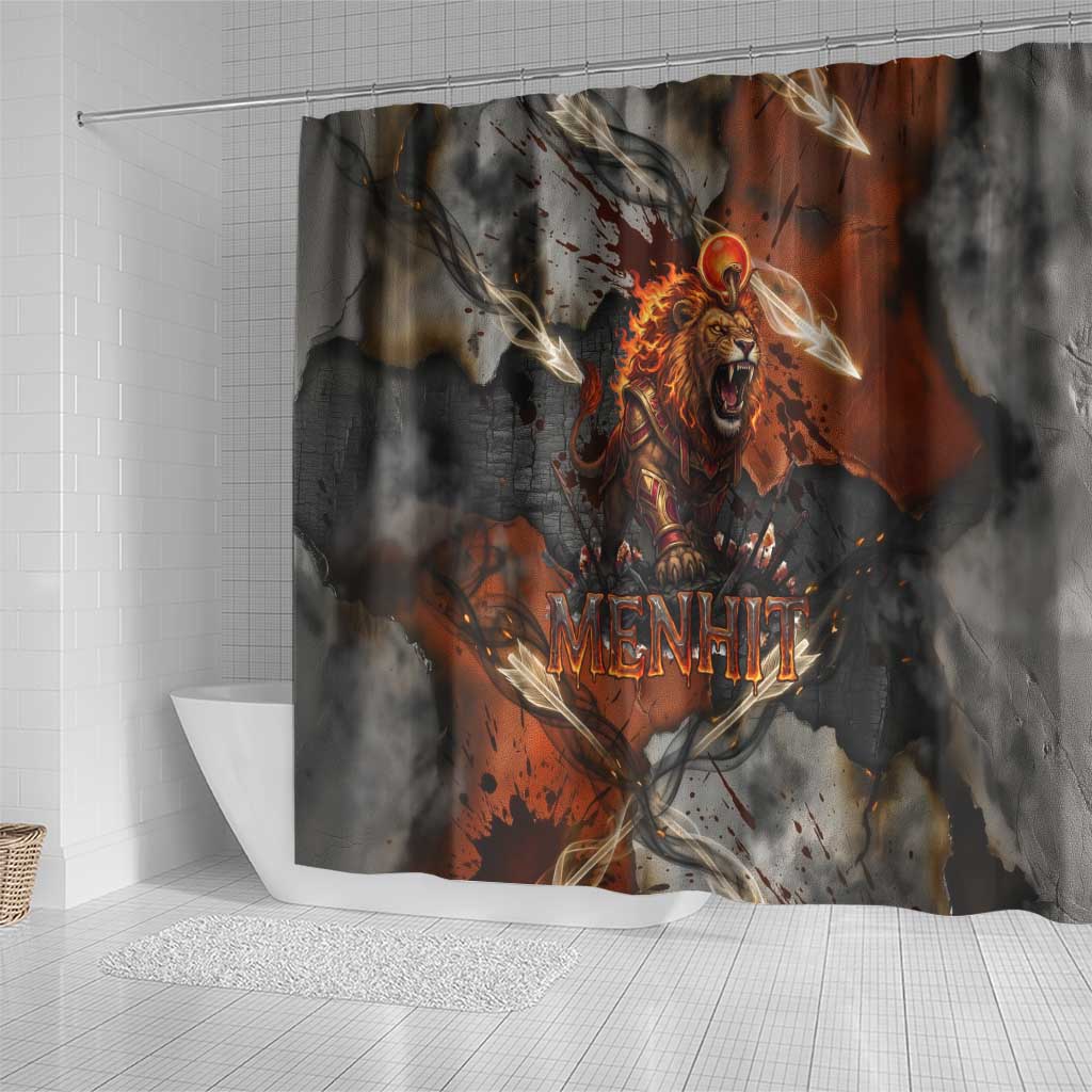 Menhit Egyptian Shower Curtain Warrior Goddess Fiery Lion Eye Arrows and Blood Battle