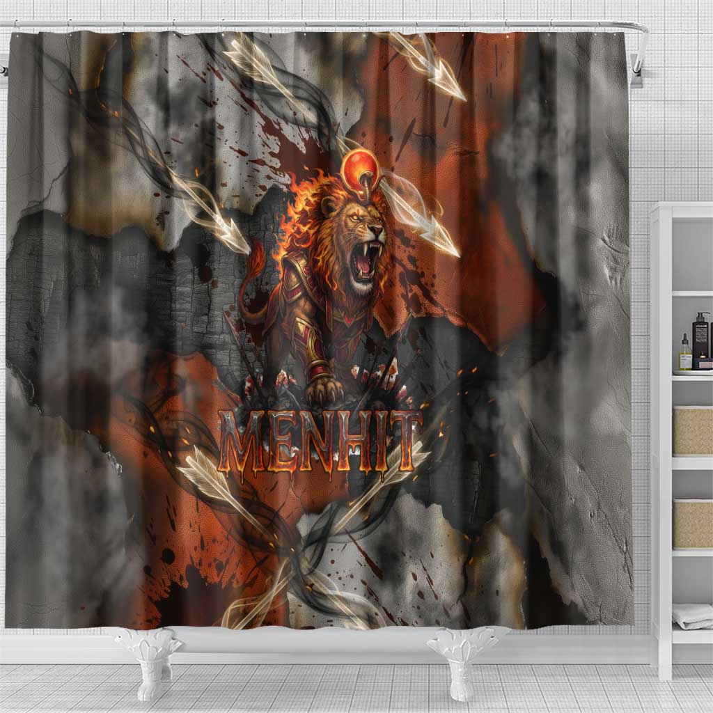 Menhit Egyptian Shower Curtain Warrior Goddess Fiery Lion Eye Arrows and Blood Battle