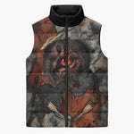 Menhit Egyptian Sleeveless Puffer Jacket Warrior Goddess Fiery Lion Eye Arrows and Blood Battle