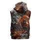 Menhit Egyptian Sleeveless Zip Hoodie Warrior Goddess Fiery Lion Eye Arrows and Blood Battle