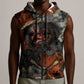 Menhit Egyptian Sleeveless Zip Hoodie Warrior Goddess Fiery Lion Eye Arrows and Blood Battle