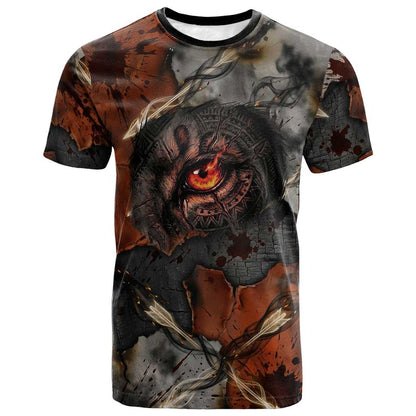 Menhit Egyptian T shirt Warrior Goddess Fiery Lion Eye Arrows and Blood Battle