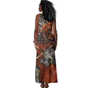 Menhit Egyptian Tank Maxi Dress Warrior Goddess Fiery Lion Eye Arrows and Blood Battle