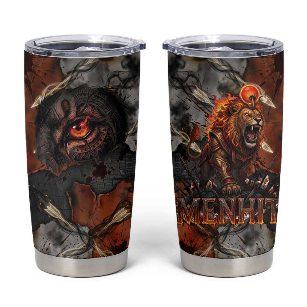 Menhit Egyptian Tumbler Cup Warrior Goddess Fiery Lion Eye Arrows and Blood Battle
