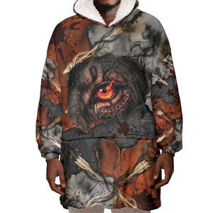 Menhit Egyptian Wearable Blanket Hoodie Warrior Goddess Fiery Lion Eye Arrows and Blood Battle