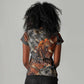 Menhit Egyptian Women V-Neck T-Shirt Warrior Goddess Fiery Lion Eye Arrows and Blood Battle