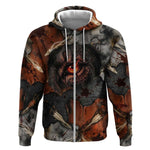 Menhit Egyptian Zip Hoodie Warrior Goddess Fiery Lion Eye Arrows and Blood Battle