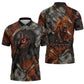 Menhit Egyptian Zipper Polo Shirt Warrior Goddess Fiery Lion Eye Arrows and Blood Battle