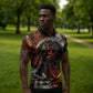 Menhit Egyptian Zipper Polo Shirt Warrior Goddess Fiery Lion Eye Arrows and Blood Battle