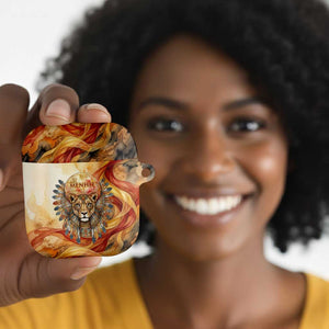 Menhit AirPods Case Lioness Warrior Goddess Uraeus Serpent Fire and Feathers Ancient Egyptian