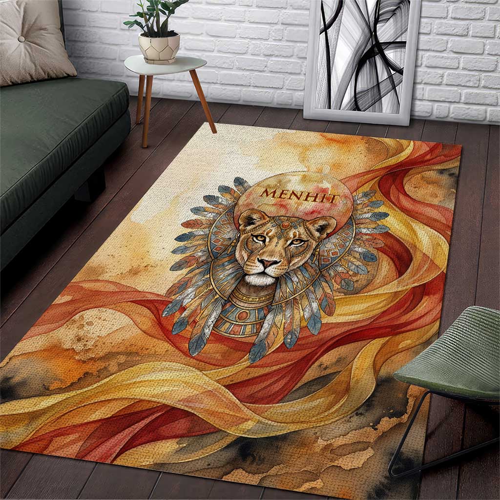 Menhit Area Rug Lioness Warrior Goddess Uraeus Serpent Fire and ...