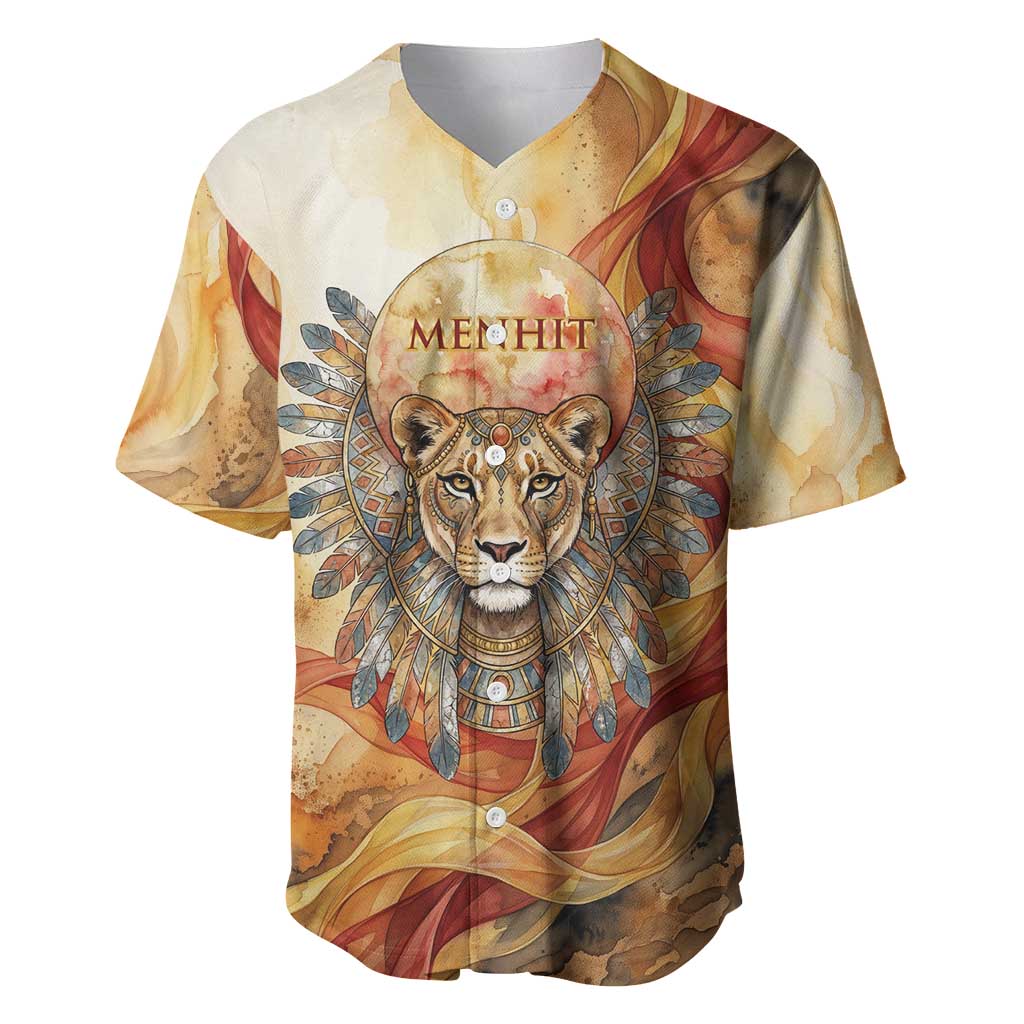 Menhit Baseball Jersey Lioness Warrior Goddess Uraeus Serpent Fire and ...