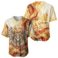 Menhit Baseball Jersey Lioness Warrior Goddess Uraeus Serpent Fire and Feathers Ancient Egyptian
