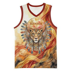 Menhit Basketball Jersey Lioness Warrior Goddess Uraeus Serpent Fire and Feathers Ancient Egyptian